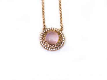 model Vintage rond collier in zilver roze verguld roos - Medaillon