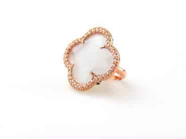 model Fiori gezet ring in zilver roze verguld lichtblauw - Edelsteen