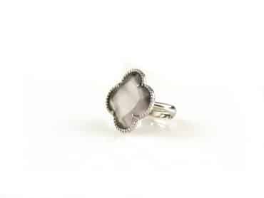 ring in zilver gerodieerd model fiori grijs - Ring