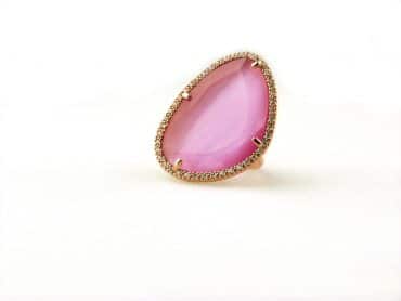 ring in zilver roze verguld model druppel gezet roos - Ring