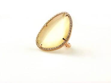 ring in zilver roze verguld model druppel gezet parelmoer - Edelsteen
