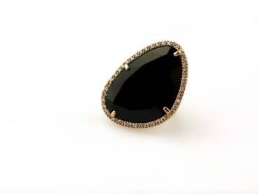 ring in zilver roze verguld model druppel gezet zwart - Productontwerp