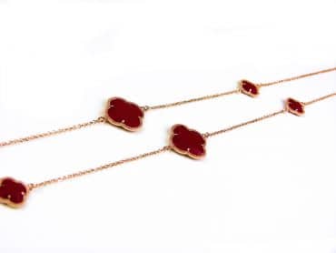 model Fiori gesloten klavers collier in zilver roze verguld koraalrode klavers - Sieraden voor piercings