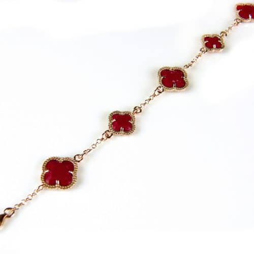 model 5 fiori armband in zilver roze verguld rood - Edelsteen