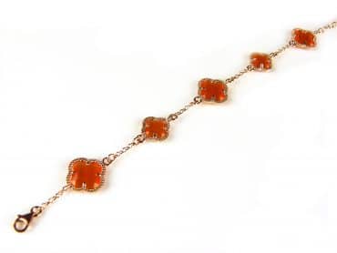 model 5 fiori armband in zilver roze verguld oranje - Keten