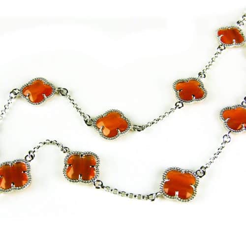 model 10 Fiori collier in zilver oranje klavers - Ketting