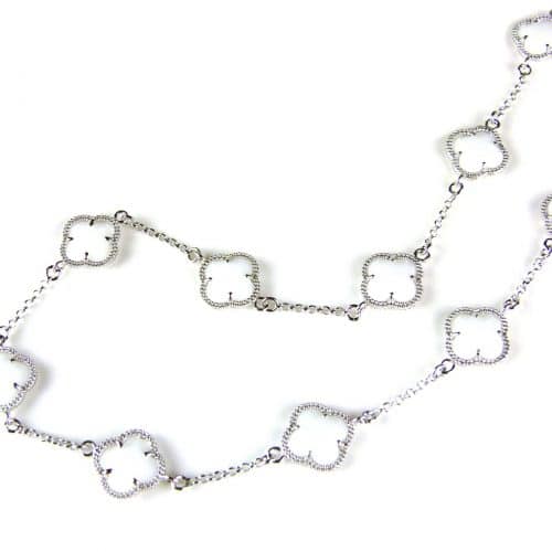 model 10 Fiori collier in zilver witte klavers - Zilver