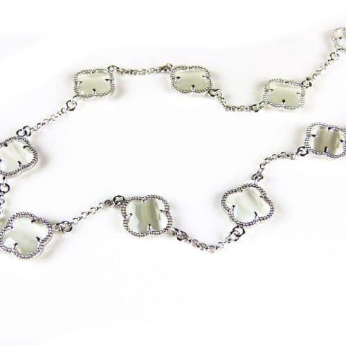 model 10 Fiori collier in zilver parelmoer klavers - Zilver