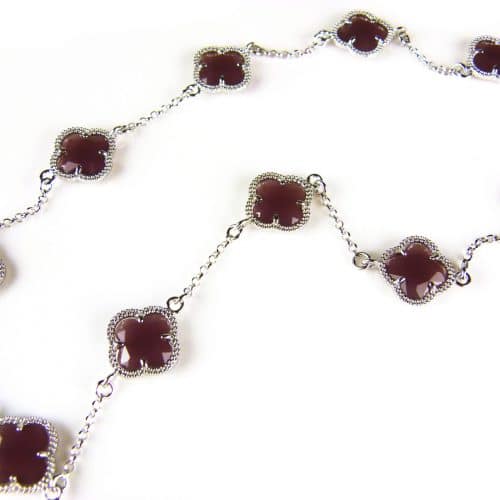 model 10 Fiori collier in zilver bordeaux klavers - Armband