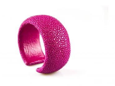 armband in roggenleder 30 mm breed kleur fushia - Bangle