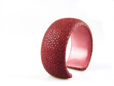 armband in roggenleder 30 mm breed kleur vieux rose - Bangle