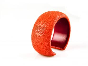 armband in roggenleder 30 mm breed kleur tangerine - Modeaccessoire