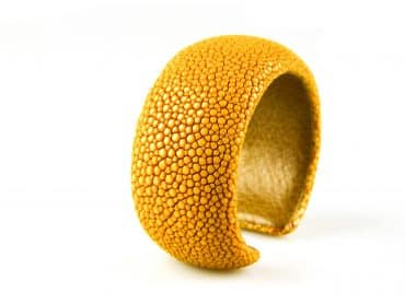 armband in roggenleder 30 mm breed kleur saffran - Goud