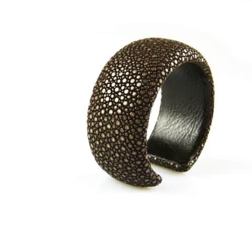 armband in roggenleder 30 mm breed kleur chocolat - Zilver