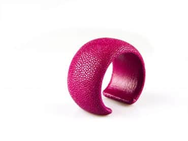 armband in roggenleder 40 mm breed kleur fushia - Bangle