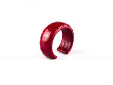 armband in struisvogelleder 30 mm breed kleur ruby - Bangle