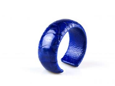 armband in struisvogelleder 30 mm breed kleur saphir - Kobalt blauw