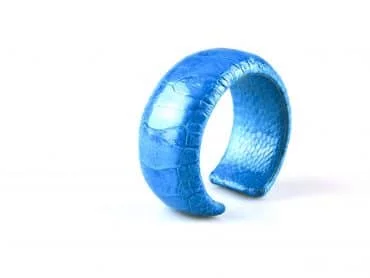 armband in struisvogelleder 30 mm breed kleur turkoois - Kobalt blauw