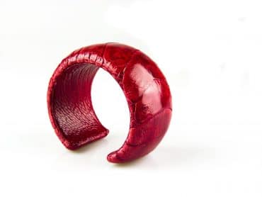 armband in struisvogelleder 40 mm breed kleur ruby - Bangle