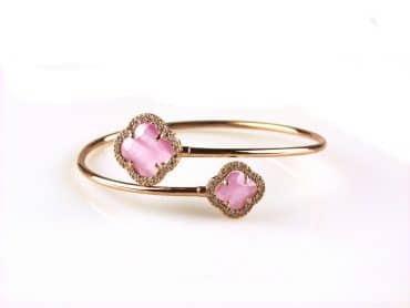 model toi et moi armband in zilver roze verguld felroze - Bangle