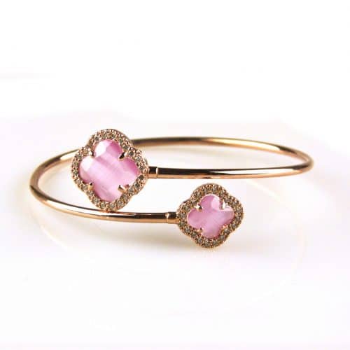 model toi et moi armband in zilver roze verguld felroze - Bangle