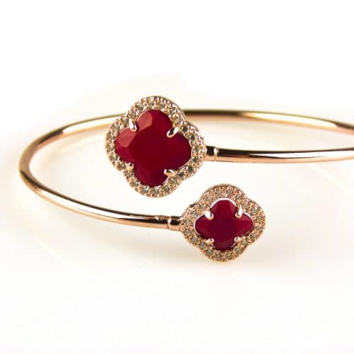 model toi et moi armband in zilver roze verguld koraalrood - Bangle