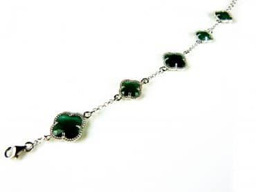 model 5 fiori armband in zilver donkergroen - Smaragd
