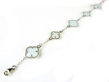 model 5 fiori armband in zilver lichtblauw - Turkoois
