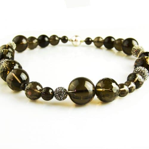 collier rookkwarts gemengd en bruine strassparels - Armband