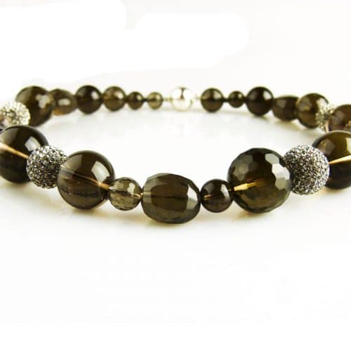 collier rookkwarts gemengd en bruine strassparels - Armband