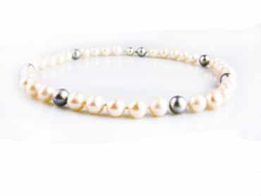 collier witte en grijze zoetwaterparels - Armband