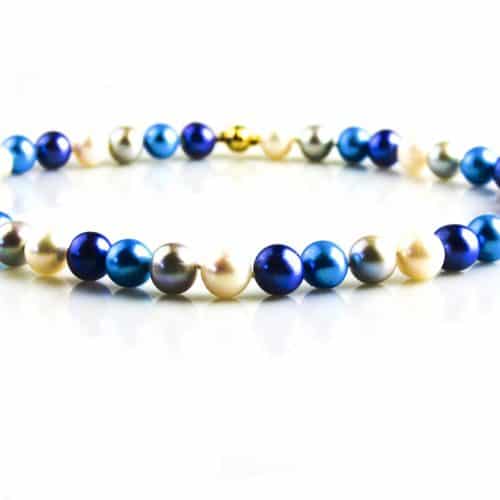 parel collier gemengde kleuren turkoois, wit, grijs en blauw - Armband