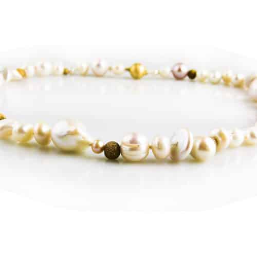 collier witte parels gemengd en zilver verguld - Armband