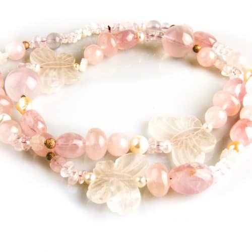 collier roze kwarts gemengd - Armband