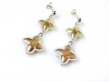 model 2 Stars oorringen in zilver bruine sterren - Oorbel