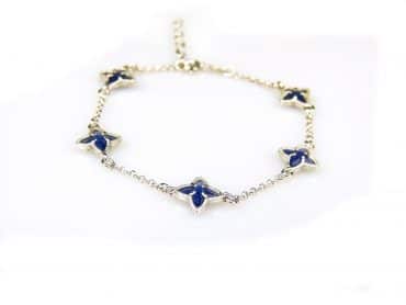 armband in zilver model star - donkerblauw - Armband