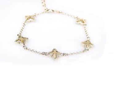 armband in zilver model star - bruin - Ketting