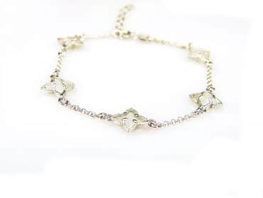 armband in zilver model star - lichtblauw - Keten