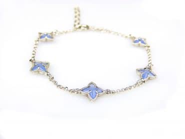 armband in zilver model star - jeansblauw - Armband