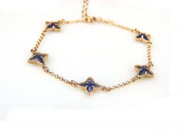 armband in zilver rozé goud verguld model stars - donkerblauw - Armband