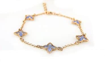 armband in zilver rozé goud verguld model stars - jeansblauw - Armband