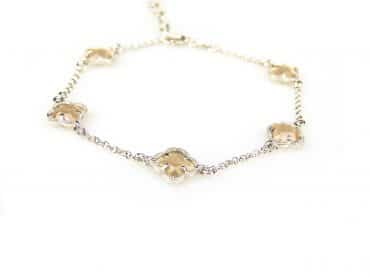 armband in zilver model flower - bruin - Keten