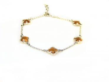 armband in zilver model flower - oranje - Armband