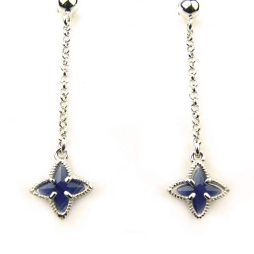 oorringen in zilver model star - donkerblauw - Oorbel