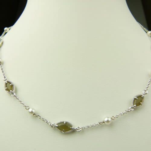 collier in zilver model marquise - kaki - Sieraden