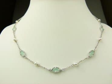 collier in zilver model marquise - muntgroen - Ketting