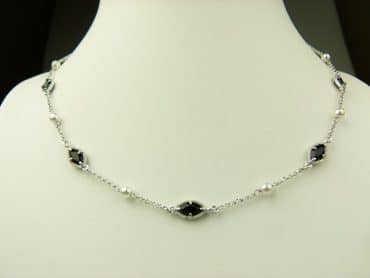 collier in zilver model marquise - zwart - Zilver