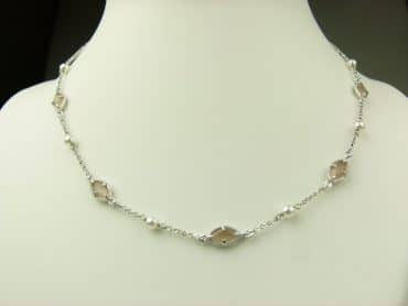 collier in zilver model marquise - bruin - Sieraden