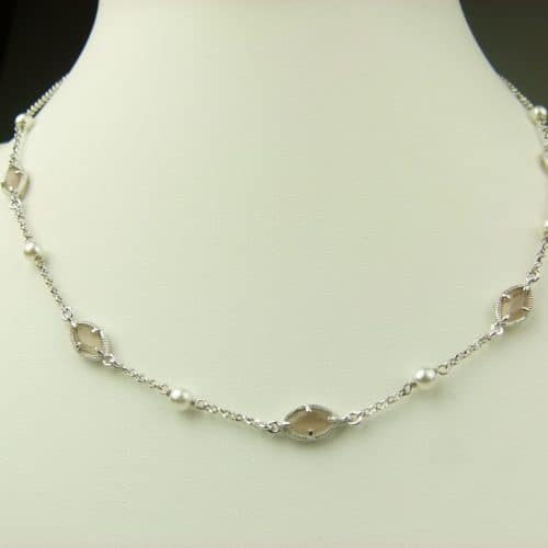 collier in zilver model marquise - bruin - Sieraden