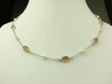 collier in zilver model marquise - oranje - Sieraden